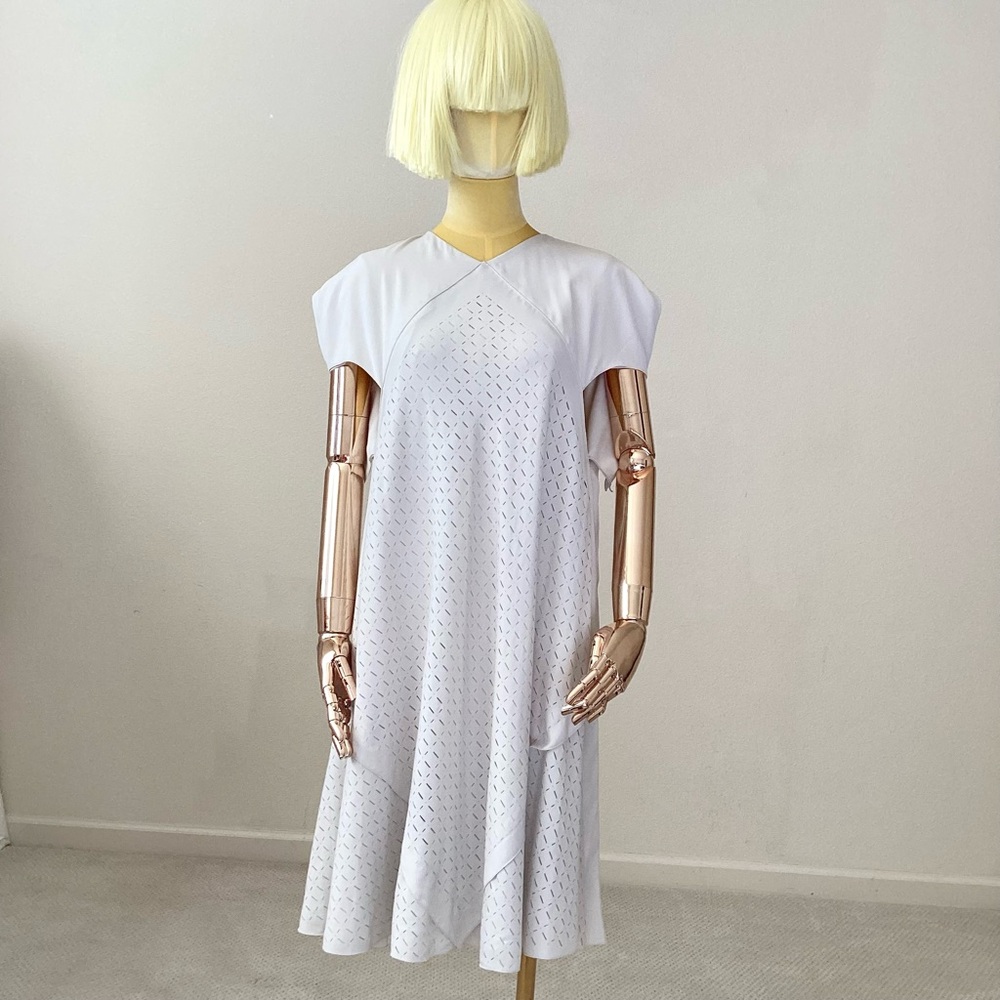 Bottega Veneta Off White Neutral Short Seelves Tent Dress SZ XS